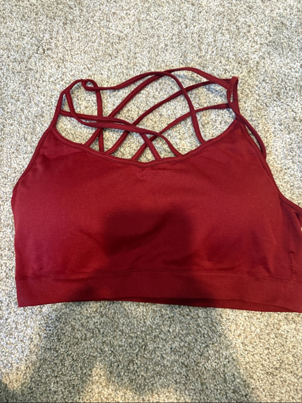 Zenana Outfitters Strappy Sports Bra - Burgundy
